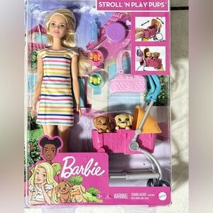 NIB Barbie Stroll & Play Pups